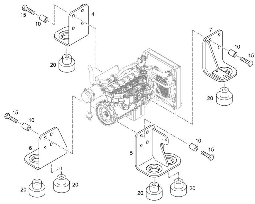 Para Liebherr R944 piezas de repuesto del motor soporte delantero 9386284 9386286 9386288 9873655 9349698 4000483 7362496